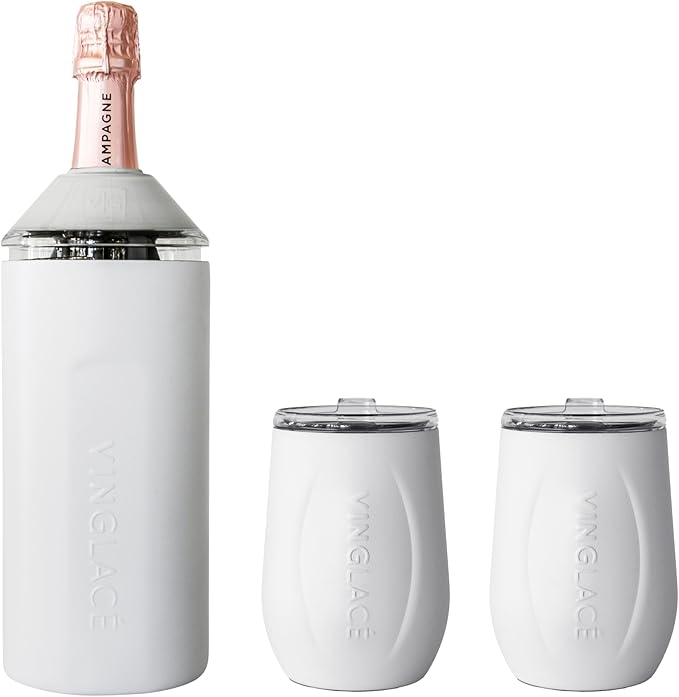 Personalized Vinglacé Wine & Champagne Bottle Chiller - A Unique Customized Gift for Wine Lovers (White)