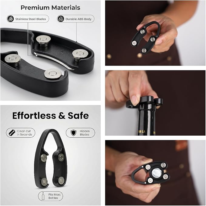 Air Pressure Pump Bottle Opener With Foil Cutter And Aerator Pourer,Simple Cork Remover,Efficient Corkscrew Bottle Opener,Great For Wine Lovers,Perfect Wine Gift. (Black 3 set)