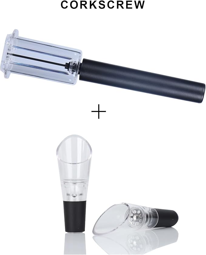Wine Air Pressure Pump Bottle Opener Set With Two Wine Aerator Pourers,Simple Wine Pump Cork Remover Corkscrew,Efficient Corkscrew Bottle Opener, Perfect Wine Gift For Wine Lovers. (3)