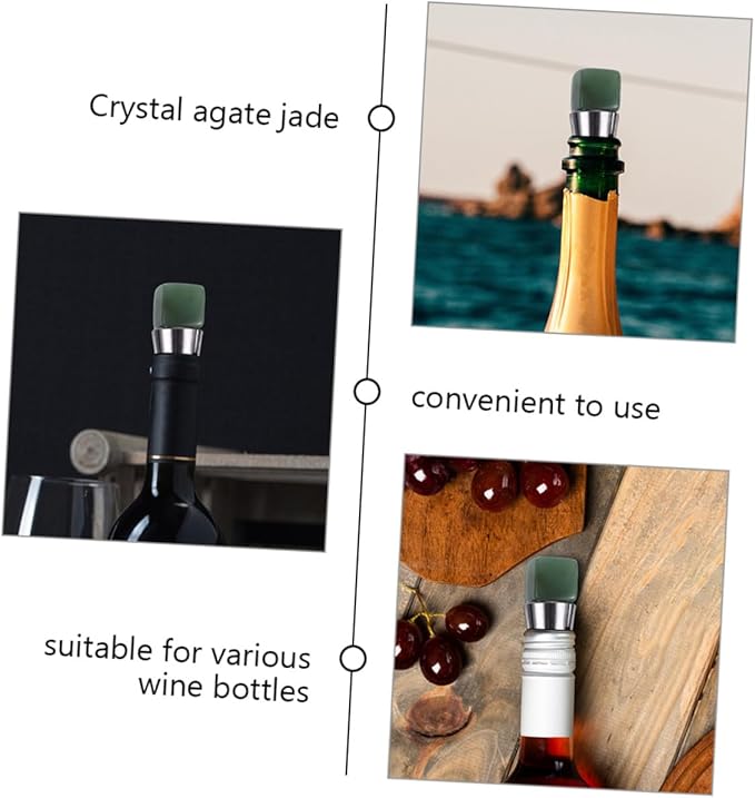 2pcs Cork Beverage Lids Wine Covers for Wine Bottles Keeping Fresh Bottle Tops Electric Tote Wine Cooling Stick Holders Drink Bottle Openers Tumbler Green Crystal Agate Jade