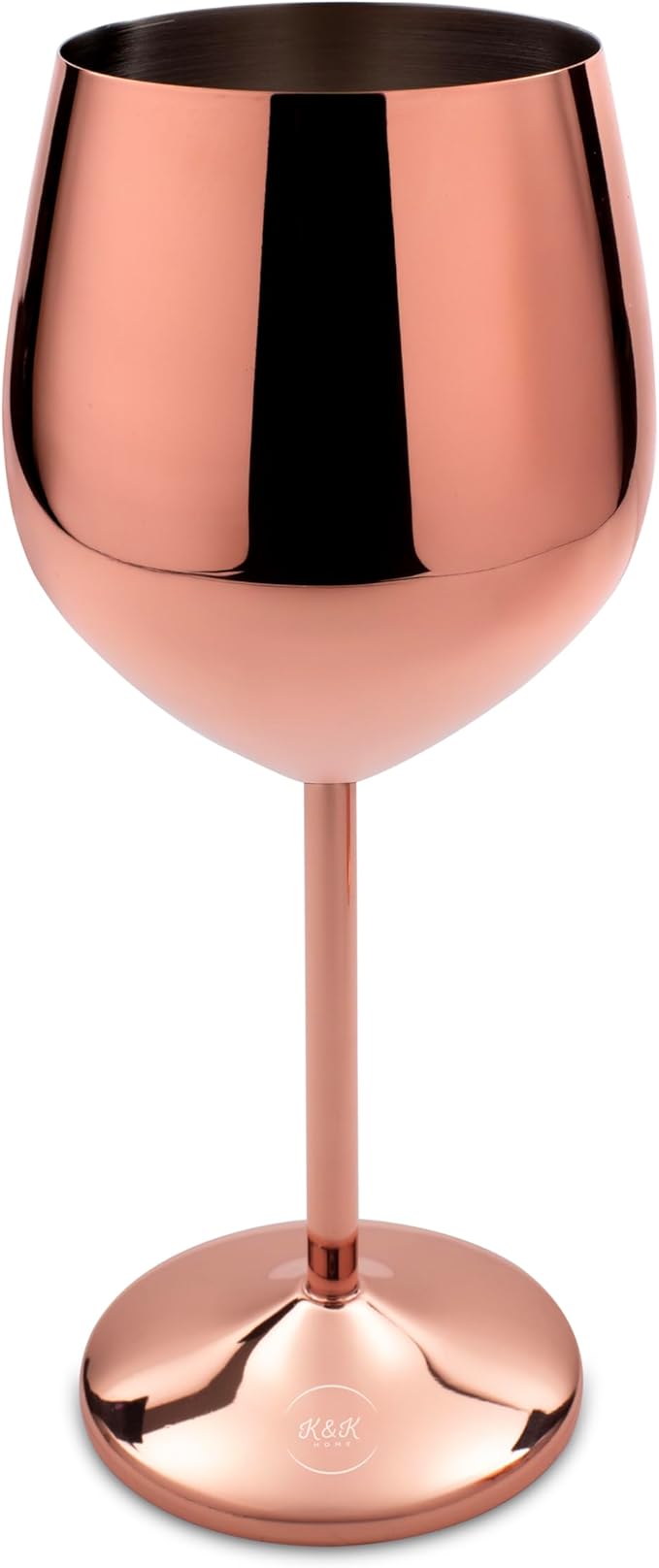 K&K Home Rose Gold Stainless Steel Unbreakable Wine Glasses - 18 oz - Set of 2 Colored, Stemmed Metal Wine Glasses Perfect for Outdoors, Weddings, and Parties (Rose Gold, Set of 2)