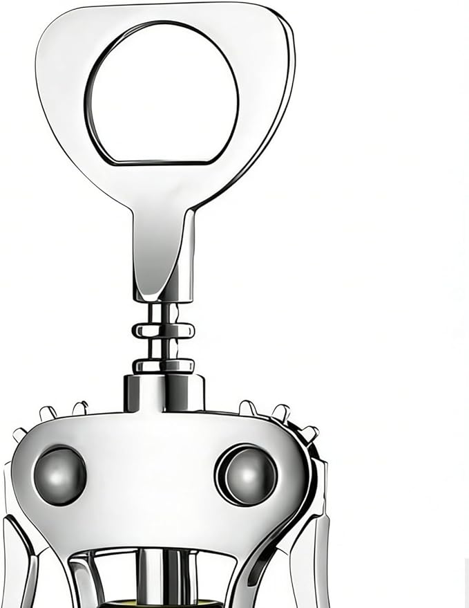 Wine Opener Zinc Alloy Wing Corkscrew, Multifunctional Wine Bottle Opener with Built-In Beer Bottle Opener, Sharp Worm Tip with Ergonomic Non-Slip Wing Handle for Home Bar Restaurant, Silver
