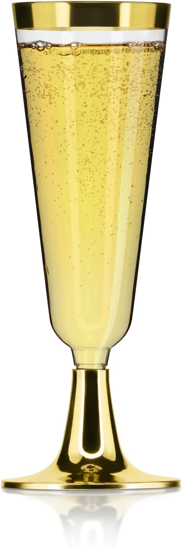 DecorRack 12 Plastic Champagne Flute, 5 Oz -BPA Free- Disposable Wine Glass, Perfect for Outdoor Parties, Weddings, Hosting, Stackable, Reusable, Gold (12 Pack)