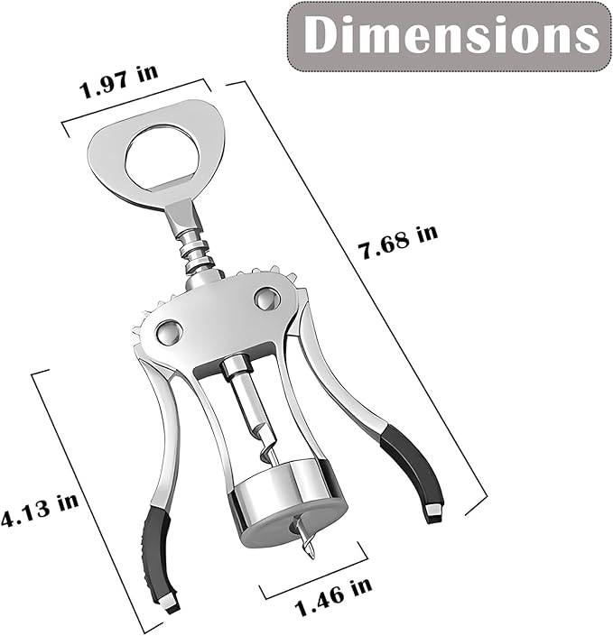 Wine Opener Set, Heavy-Duty Zinc Alloy Wing Corkscrew with Foil Cutter, Vacuum Stopper and Wine Aerator Pourer, Multifunctional Bottle Opener for Kitchen, Bar, Restaurant, Bartender, Perfect Wine Gift