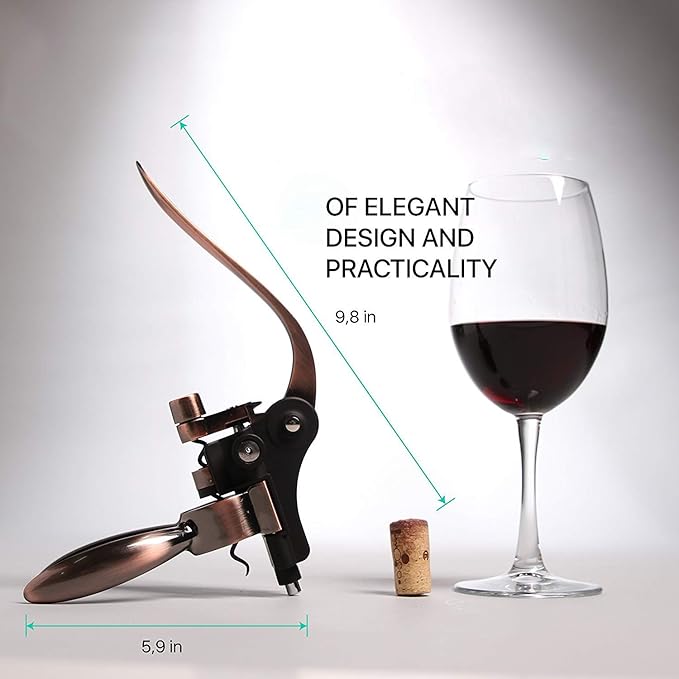 Premium Wine Bottle Opener Corkscrew kit, Wine Decanters Opener with Foil Cutter, Wine Stopper and Extra Spiral (Bronze)
