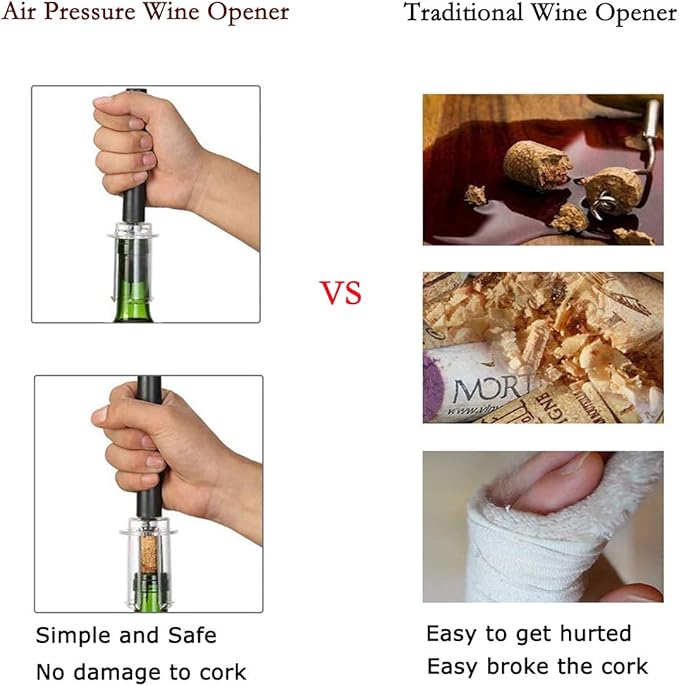 Mincham Wine Opener, Air Pressure Pump Corkscrew Wine Bottle Opener with Foil Cutter, Gifts to Wine Lovers