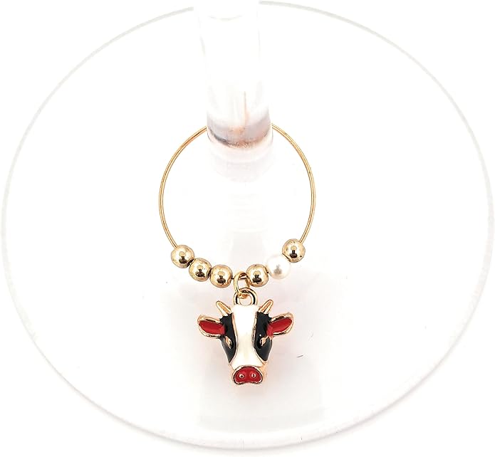 Pixie Cowboy & Cowgirl Wine Charms, 6 Piece Gift Set – Western Glass Tag Identifiers, Horse & Herding Dog Party Favors