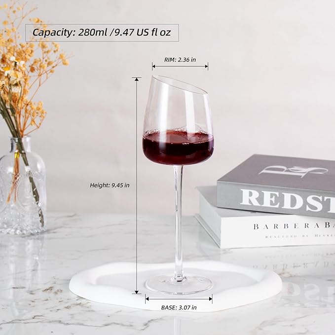 KAMMAK Wine Glasses Set of 2, 9.47 oz Hand Blown Crystal Bordeaux Wine Glasses, Thin Rim & Long Stem, Perfect for Red & White, Daily Use, Wedding or Birthday Gift with Gift Box, XH-H240 Matte