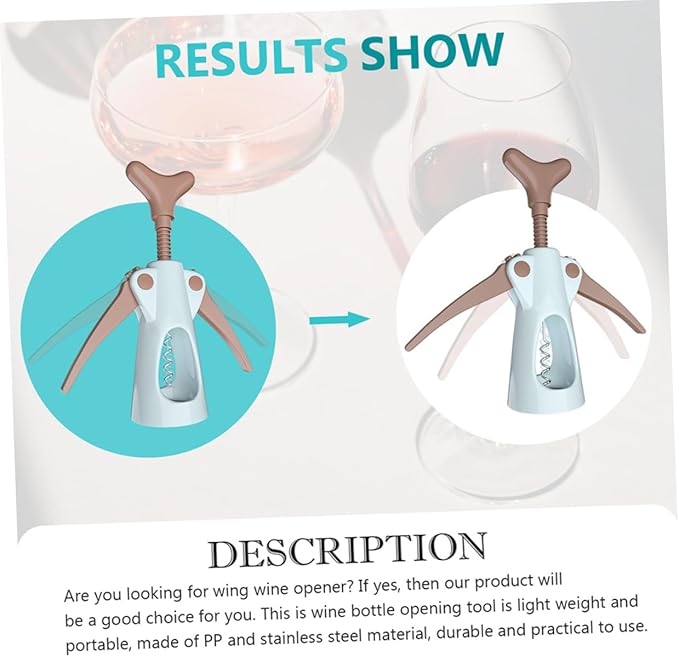 Wing Corkscrew Wine Opener with Long Wing Handle Stainless Steel and PP Material Ergonomic Sharp Drill Design for Easy Bottle Opening Suitable for Home Bar Restaurant Party Use