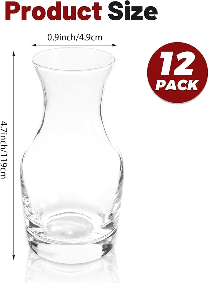 12PCS Mini Wine Carafe Set 6oz Individual Serving Wine Decanter Small Wine Carafe for Restaurants Catering Events and Home Parties Professional Glass Juice and Wine Carafes