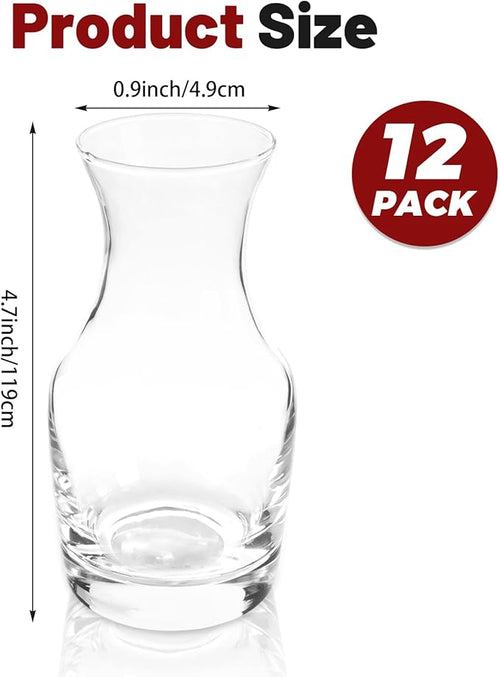 12PCS Mini Wine Carafe Set 6oz Individual Serving Wine Decanter Small Wine Carafe for Restaurants Catering Events and Home Parties Professional Glass Juice and Wine Carafes