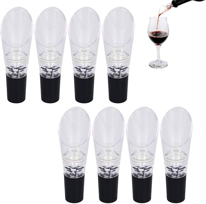 8PCS Wine Aerator, Wine Filter Wine Pourer Spout Wine Aerator Pourer Spout Portable Wine Aerating Wine Aerator Decanter Spout (Silver)