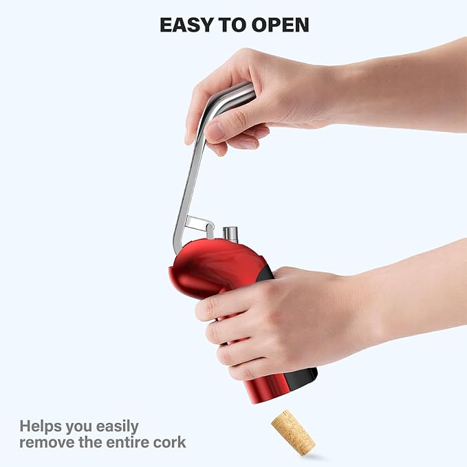 F-Elephant Wine Bottle Opener, Manual Vertical Lever Corkscrew Wine Opener with Foil Cutter, Extra Spiral, Wine Stopper and Pourer for Waiter, Bartender and Home Use