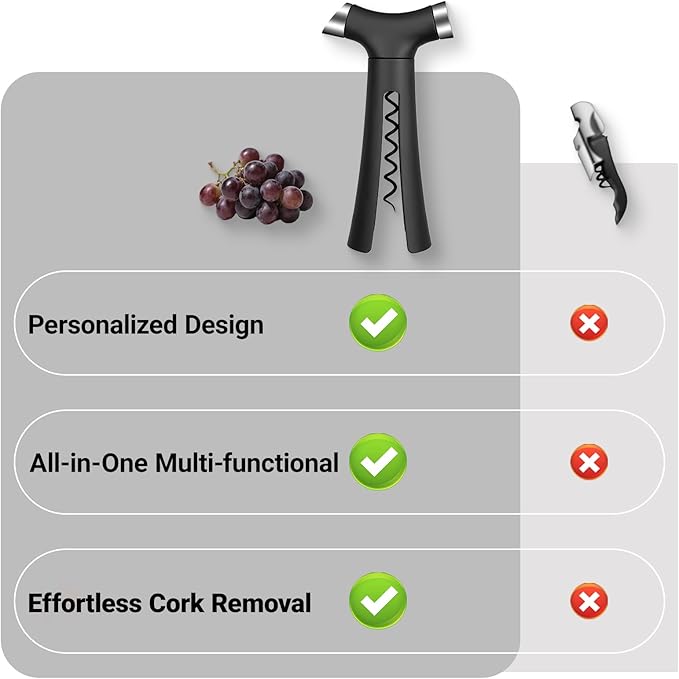 Multi-Function 4 in 1 Cork Screw Wine Bottle Opener set, FAMCHINAS Premium Wine Accessories with corkscrew, Bottle Stopper, Foil Cutter, Aerator Pourer, Thoughtful Gifts for Home, Bar & Kitchen Use