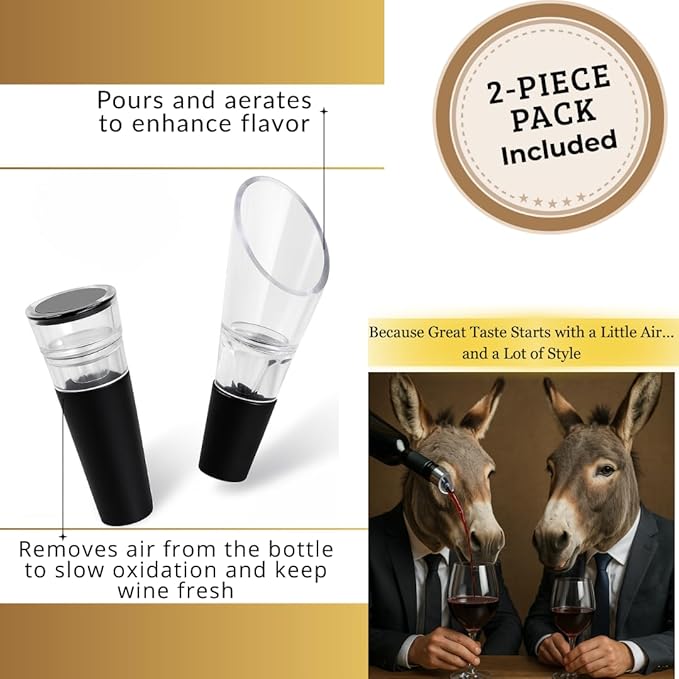 KANDOHAUS Wine Aerator & Pourer. 2 Essential Quality Wine Accessories. No drip No spill, improves taste and smell instantly – Wine Stopper – Wine Bottle Stopper – Wine Air Aerator – Wine Pourer Spout