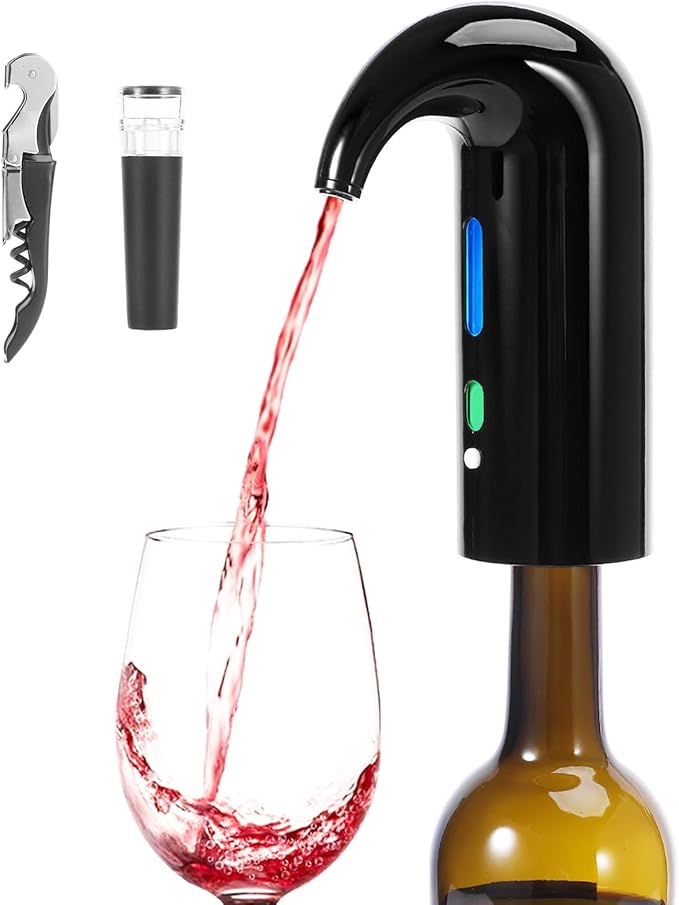 Electric Wine Aerator Pourer Spout - Automatic Wine Pourer with One Touch Button Control - Rechargeable Wine Decanter, Wine Accessories Gifts for Wine Lovers