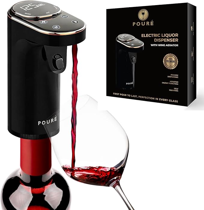 5-in-1 Electric Liquor Dispenser with Wine Aerator - Smart Drink Dispenser Whiskey Pump - Alcohol Output 1-999mL - Mothers Day Gift Essential - LED Touch Screen - Birthday Gift Men Women