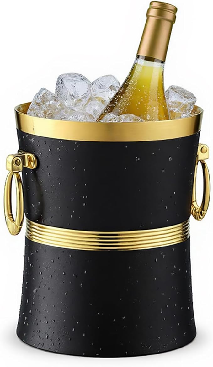 Gold Wine Chiller Bucket for Bottle 750ml White Wine Cooler, Insulated Champagne Beer Ice Chiller Keep Wine & Beverage Cold