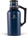 DrinkTanks Craft Growler – 64 oz Vacuum Insulated Stainless Steel Beer Growler with Handle, Leakproof Thermal Beverage Tumbler for Beer, Wine, Coffee, Soda, Kombucha – Reusable & BPA-Free – Storm