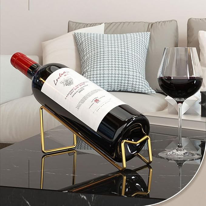 4Pcs Simple Tabletop Wine Display Rack - Wine Bottle Holder, Gift for Kitchen Home Decoration (Golden)