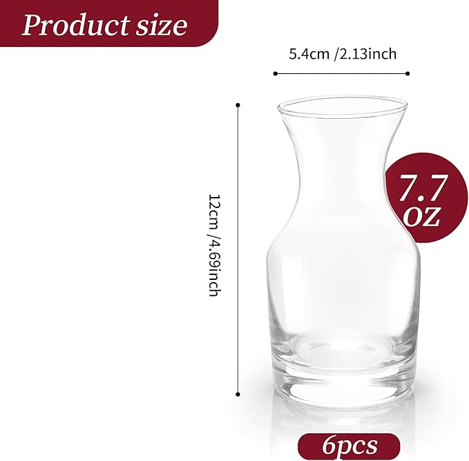 Set of 6 Cornucopia Individual Wine Carafes | Small Single-Serving Personal Mini Size Wine Decanters - 7.7oz