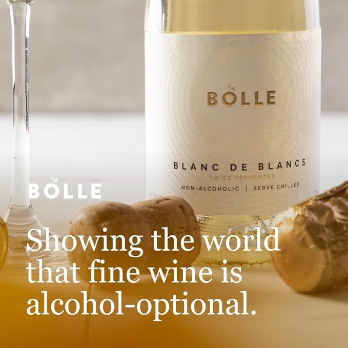BOLLE Blanc de Blancs - Non Alcoholic Wine - Premium Alcohol Free Sparkling White Wine with Bright Citrus Freshness, Award Winning Champagne Alternative, Champagne Style - 750ml