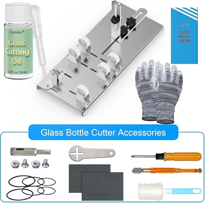 Glass Bottle Cutter & Bottle Cutter, Upgraded Glass Cutter for Bottles with Glass Cutting Oil, Glass Cutting Kit for Wine, Beer, Liquor, Whiskey, Alcohol, Champagne, Bottle Cutter for Round Bottles
