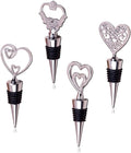 Love Wine Stoppers - Cute Heart Shaped Wine Stopper Decoration, Metal Zinc Alloy, Reusable (Set of 4)