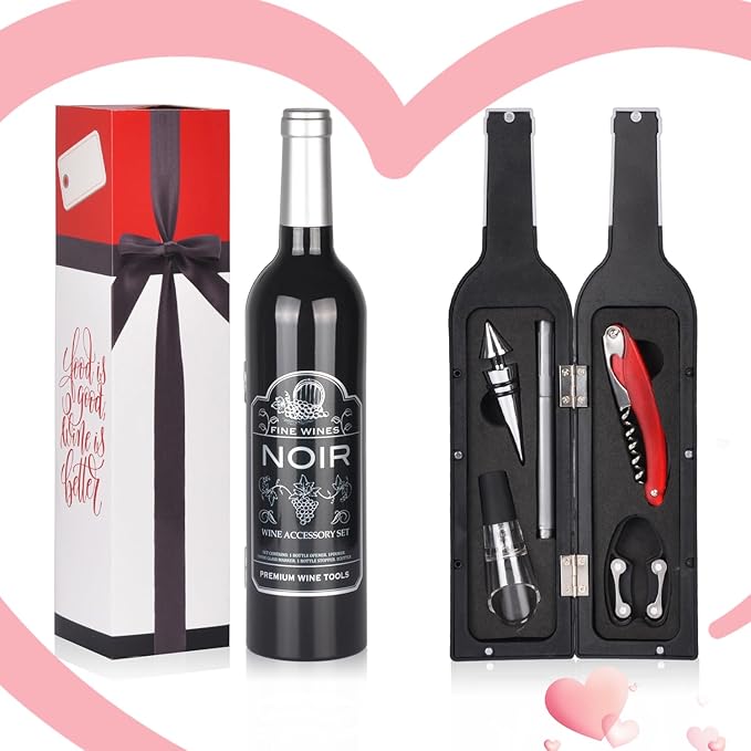 Solaris Wine Accessories Gift Set, 5-Piece Deluxe Corkscrew Opener with Elegant Gift Box - Perfect Party Wine Gift for Wine Lovers, Elegant Gift for Her