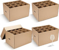Feifeiya 4 Pack Wine Glass Moving Boxes Kitchen Moving Boxes with Handle Kitchen Kit with Lid for Dish Glassware (Brown,20 x 15 x 12 Inches)