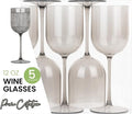 PLASTICPRO Smokey Grey Plastic Wine Glasses Set of 10 Elegant Wine Goblets Hard Plastic Wine Cups on Stem 12 Ounce