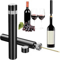 Portable Air Pressure Wine Opener, 2025 New Mini Travel Wine Bottle Opener, Magnetic Connection Port Wine Opener for Home Restaurant Party, 3-7 Compression Quick Open (Silver)