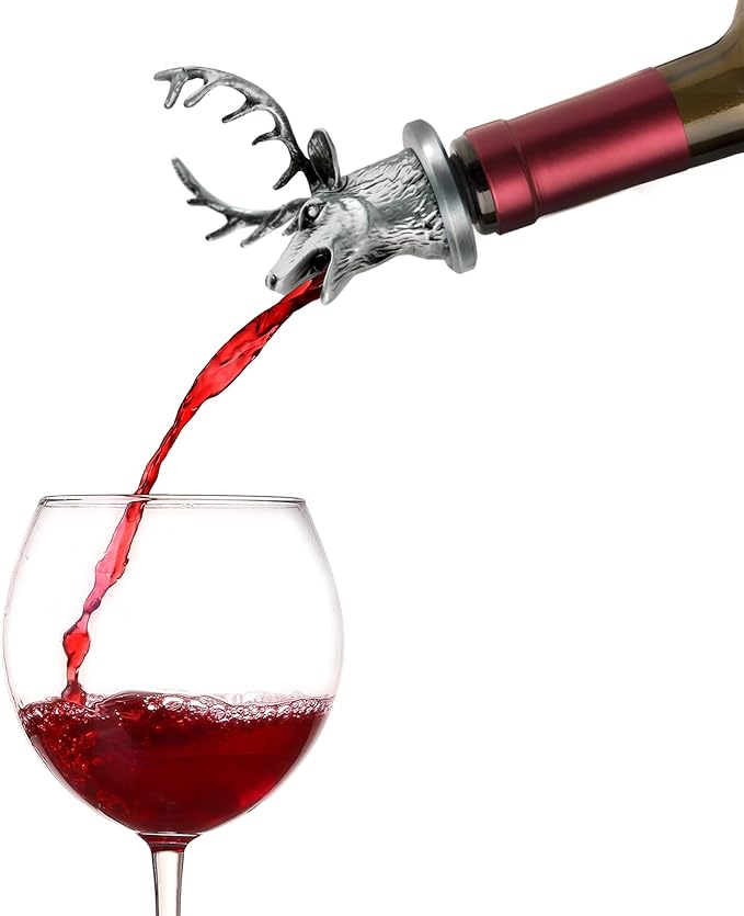 Stainless Steel Deer Wine Aerator Pourer - Deluxe Decanter Spout for Robust Red and White Wine - Pour Amore Bottle Pourer/Stopper & Air Diffuser by Chris's Stuff