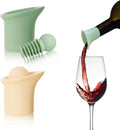 2 Pack 2 in 1 Silicone Wine Bottle Stoppers & Pourers, Upgraded Reusable Wine Preserver, Champagne Stoppers with Vacuum, Ideal Gift Accessory for Wine Lovers (Green&Apricot color)
