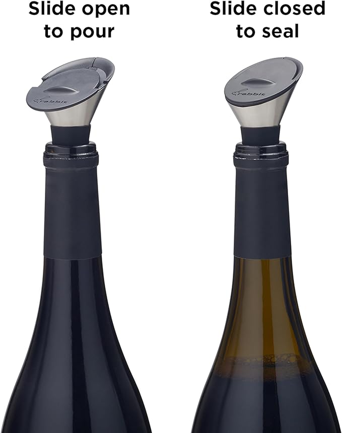Rabbit Sliding Wine Pourer, Easy Pour, No Drip, Wine Stopper