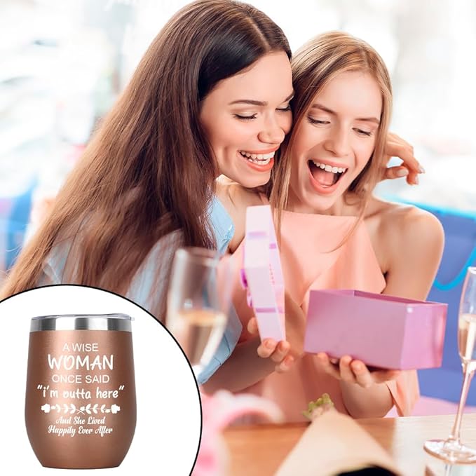 Friendship Gifts Insulated Wine Tumbler with Lid 12oz Graduation Gifts for Best Friends Coworker Birthday Gift for Bestie Sister Useful Tumbler for Birthday Easter Basket Stuffers Graduation Rose Gold
