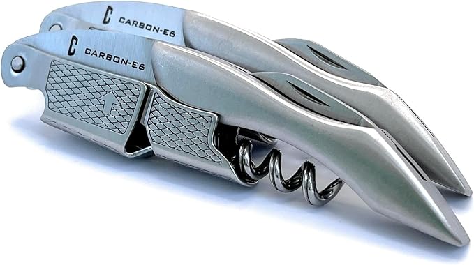 [2-Pack] CARBON-E6 Premium-Grade Waiter's Corkscrew Wine Bottle Opener (The ultimate tool for bartenders, servers, sommeliers, connoisseurs, enologists, and all wine enthusiasts)