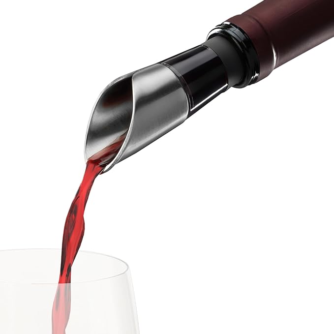 Innovine Aerating Pour Spout, Compact Wine Aerator with Air-Blending Helix and Drip-Free Rubber Stopper, Home Bar Accessories, Kitchen Essentials, 3.75-Inch, Set of 1