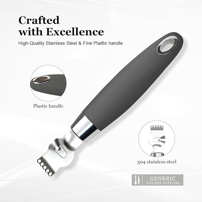 Lemon Zester Tool with Channel Knife, 2-in-1 Citrus Zester Grater and Orange Peeler, Non-Slip Silicone Handle for Lemon Lime Twists, Cocktail Garnish and Kitchen Use