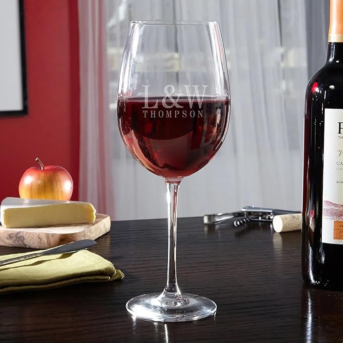 Custom Engraved Wine Glasses - Hamilton Personalized Wine Set of 4 Four Stemmed Glasses
