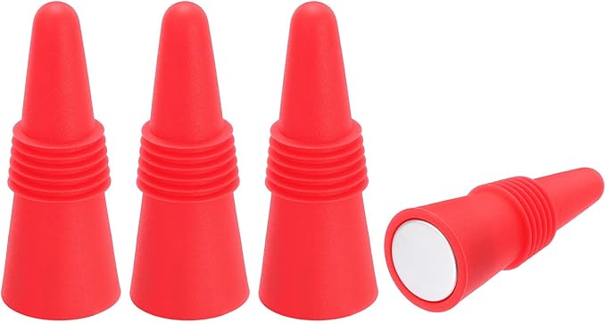 MECCANIXITY 4Pcs Wine Stoppers High Temp Silicone Plug T Shaped Wine Bottle Stopper Wine Outlet Cap Bottle Cover, Red
