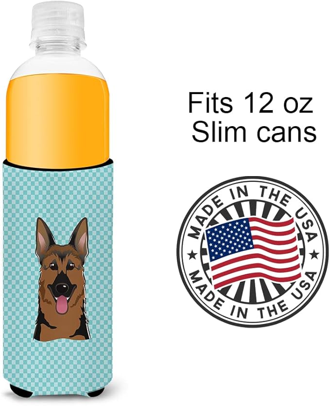 Checkerboard Blue German Shepherd Ultra Beverage Insulators for slim cans BB1149MUK