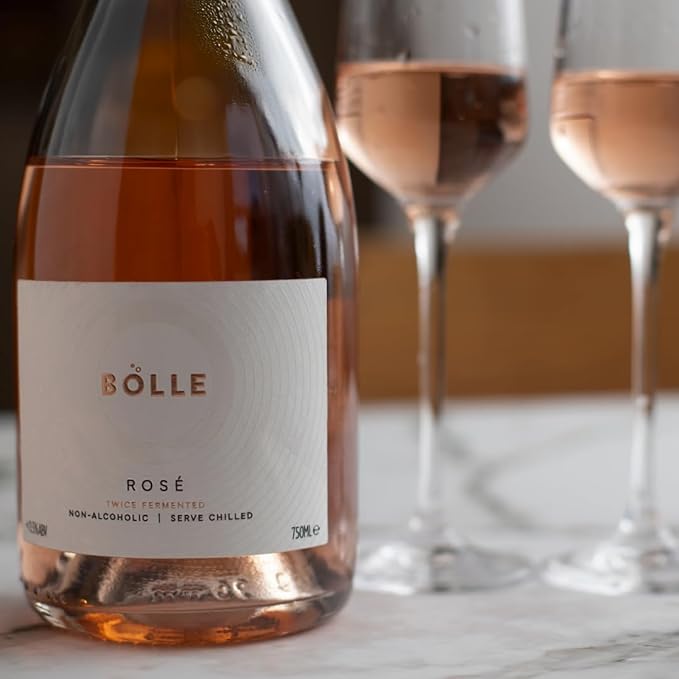 BOLLE Sparkling Rosé - Non Alcoholic Wine - Alcohol Free Sparkling Rose Wine, Award Winning Dry Fresh Red Berry Profile, Champagne Alternative, Zero Proof Champagne Style - 750ml
