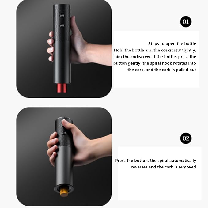 Cordless Electric Corkscrew – Rechargeable Champagne Opener Wine Tool | Sleek Auto Cork Remover for Bottles, Effortless Wine Opening Gadget for Entertaining, Dinner, Restaurants, Modern Home Bar