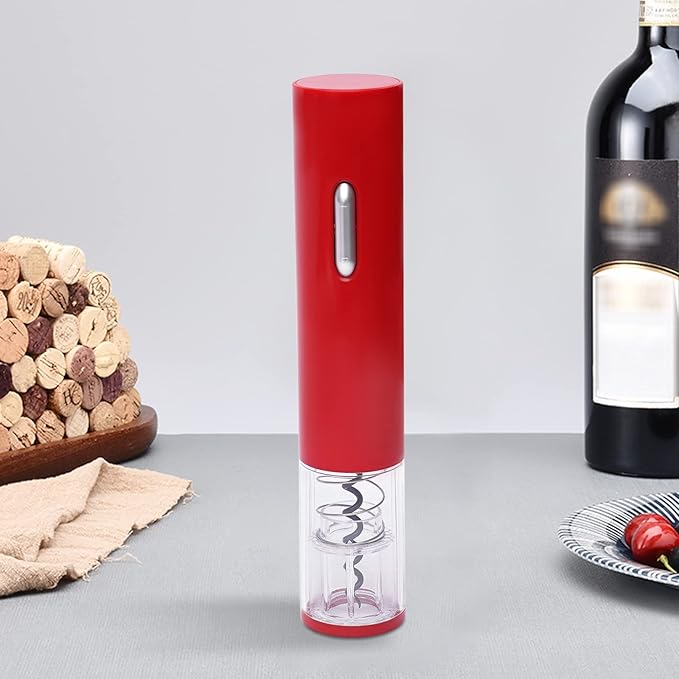 Red Electric Wine Bottle Opener Automatic Electric Wine Opener Battery Power Stainless Steel Wine Bottle Corkscrew with Foil Cutter,3.54 * 9.84inch (Red)