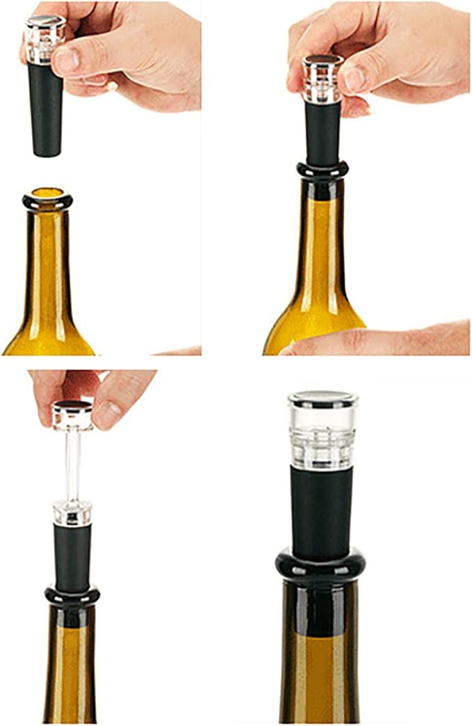 RLECS 5PCS 82x25x15mm Plastic Vacuum Wine Stopper Saver Pump Food Safe Silicone Cap Suitable for Standard Wine Bottle