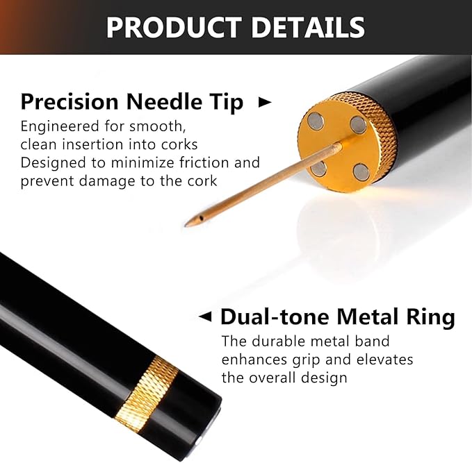 Loritia Aeropop Wine Bottle Opener - NUCOKRS Portable Needle Type Air Pressure Corkscrew Manual 3-7 Pumps to Open for Travel, Parties, Home, Picnic and Restaurant, Perfect for Wine Lovers Gold&Silver
