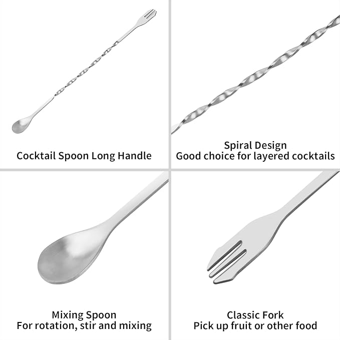 tifanso Muddler for Cocktails, 10" Muddler and Long Handle Bar Cocktail Mixing Spoon, Stainless Steel Stirrer, Bar Accessories Tools for Mojitos Fruit Drinks