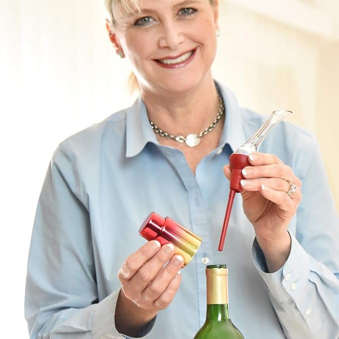 Wine Aerator Pourer and Decanter Spout | Vacuum Wine Stopper | Gift Sets for Friends and Co-workers