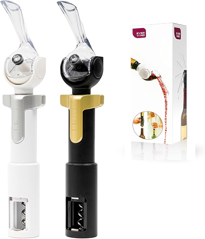 Evervino Wine Opener Aerator Vacuum Pump - 5in1 Wine tool(Black)